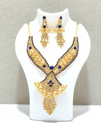 MIRAYA JEWELS Brass Gold-plated Blue Jewellery Set(Pack of 1)