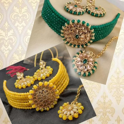 Chikku Alloy Brass Yellow, Green Jewellery Set(Pack of 1)