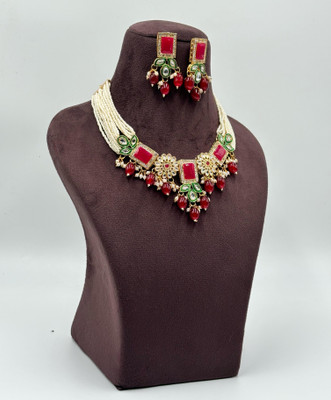 SHYAM Alloy Gold-plated Maroon Jewellery Set(Pack of 1)