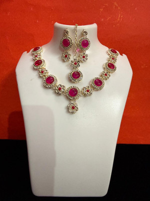 Nitish collectionn Alloy Silver Pink Jewellery Set(Pack of 1)