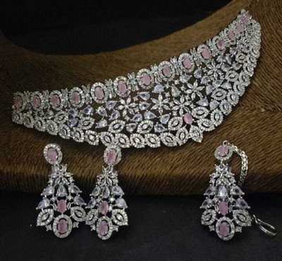 MANTAM Alloy Pink Jewellery Set(Pack of 1)