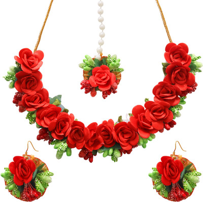 TheQueenVibes Fabric Red Jewellery Set(Pack of 1)