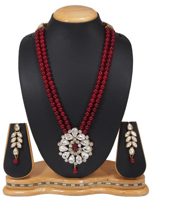 Padmavati Bangles Alloy Gold-plated Maroon Jewellery Set(Pack of 1)