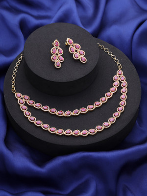 CARDINAL Brass Ruby Red Jewellery Set(Pack of 1)