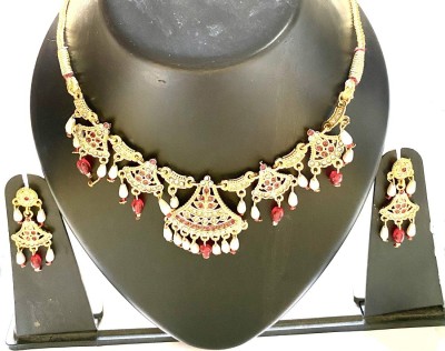 NIKYANKA Brass Gold-plated Pink Jewellery Set(Pack of 1)