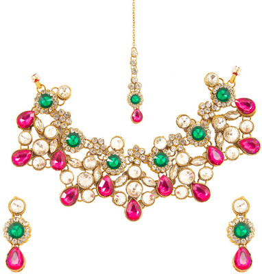 CATALYST Alloy Gold-plated Pink, Green Jewellery Set(Pack of 1)