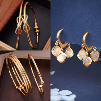 Divastri Brass Gold-plated Platinum, Silver Jewellery Set(Pack of 3)