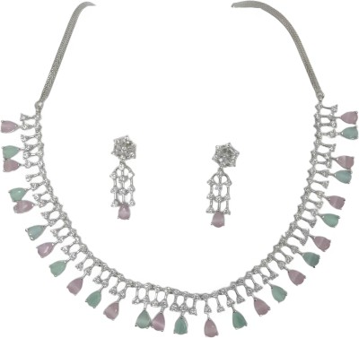 Gayatri Alloy Rhodium Multicolor Jewellery Set(Pack of 3)