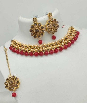 AR jewell Alloy Gold, Red Jewellery Set(Pack of 1)