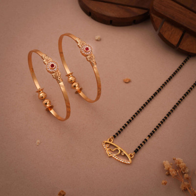 LYRISS Brass Gold-plated Gold Jewellery Set(Pack of 2)