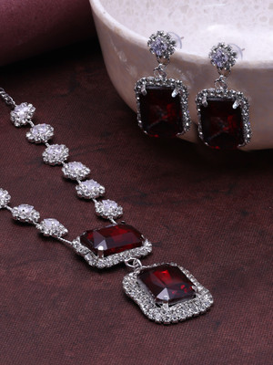 SAIYONI Alloy Silver Red Jewellery Set(Pack of 3)