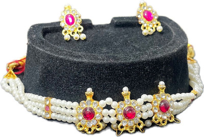 PEARL JWELS Alloy White, Rose Gold Jewellery Set(Pack of 1)
