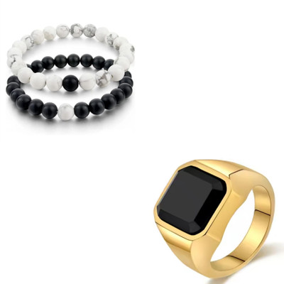 Vipunj Crystal, Stainless Steel Gold-plated Gold, Black, White Jewellery Set(Pack of 2)