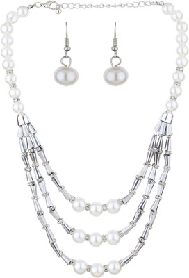 Dreamish Imitation Mother of Pearl, Alloy Sterling Silver White, Silver Jewellery Set(Pack of 2)