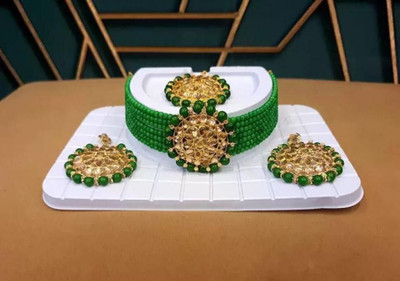 MAYRA TRADING Crystal Gold-plated Green, Gold Jewellery Set(Pack of 3)