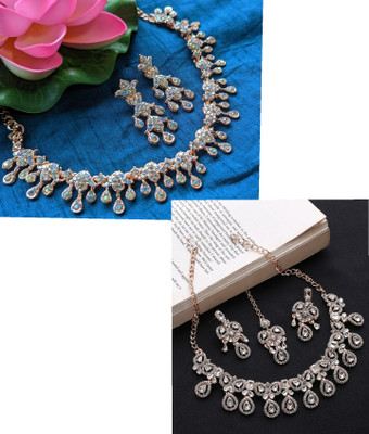 VATSALYA creation Alloy Gold-plated Rose Gold, White Jewellery Set(Pack of 2)