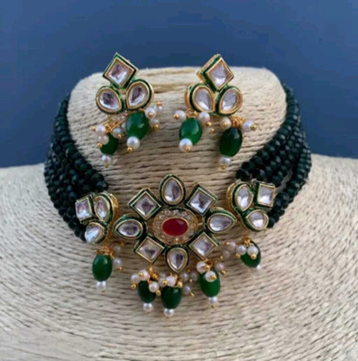 ARADHEMA Alloy Gold-plated Green Jewellery Set(Pack of 3)