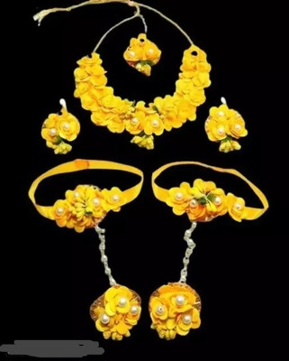 P. R. PRINTS Fabric Yellow Jewellery Set(Pack of 1)