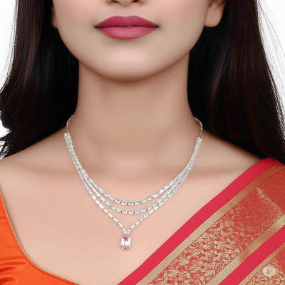 Paaru Brass Pink Jewellery Set(Pack of 1)
