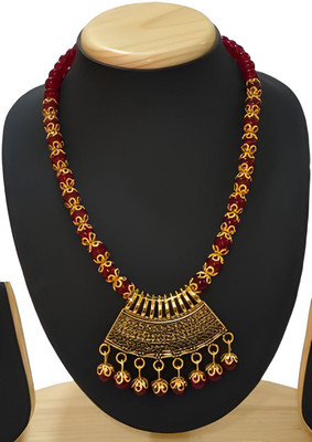 Geesa Alloy Maroon Jewellery Set(Pack of 1)