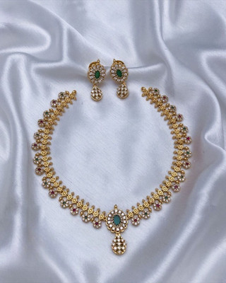 TheWardrobee Brass Gold-plated Multicolor Jewellery Set(Pack of 1)