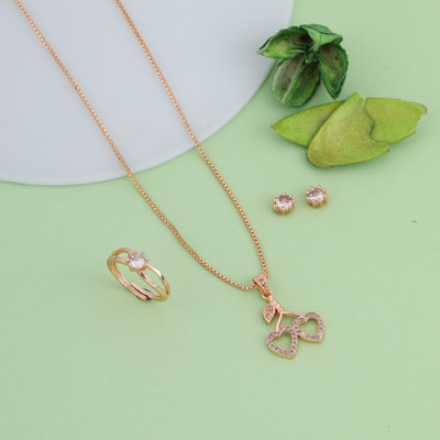 Radheshyam Creation Alloy Gold-plated Rose Gold Jewellery Set(Pack of 4)