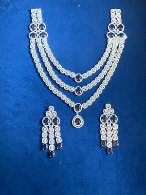 Pg Fashion Stone Blue Jewellery Set(Pack of 2)