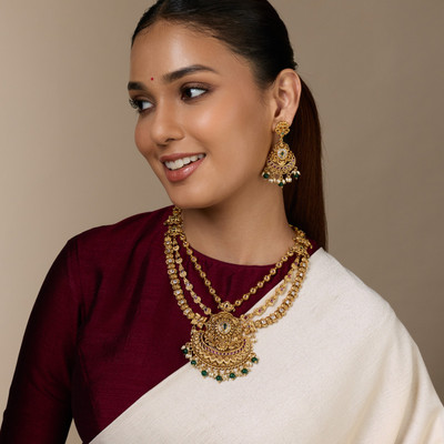 Kushal's Fashion Jewellery Copper Gold-plated Multicolor Jewellery Set(Pack of 3)