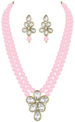 house of common Alloy Gold-plated Pink Jewellery Set(Pack of 1)