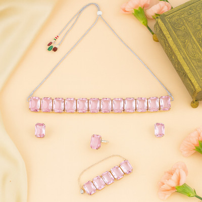 ANOUK Brass Silver Pink Jewellery Set(Pack of 5)