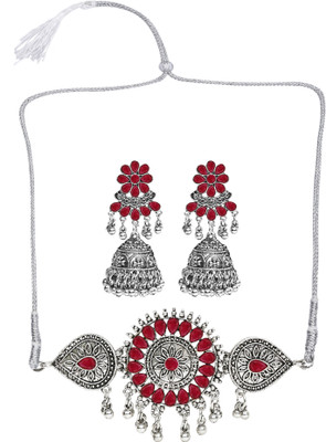 SRK Fashions Alloy Maroon Jewellery Set(Pack of 1)