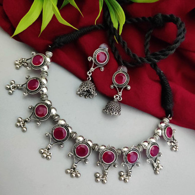 house of common Brass Silver Silver Jewellery Set(Pack of 1)