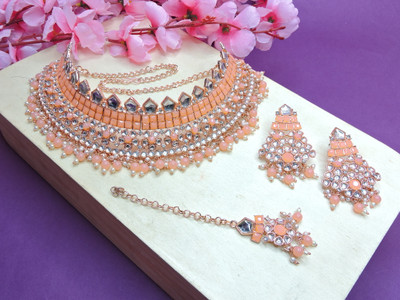 VATSALYA creation Alloy Gold-plated Beige Jewellery Set(Pack of 1)