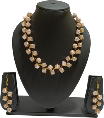 UTTARAI Alloy Gold-plated Pink Jewellery Set(Pack of 1)