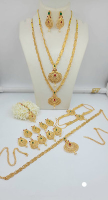 MAKHAN Alloy Gold-plated Brown Jewellery Set(Pack of 2)