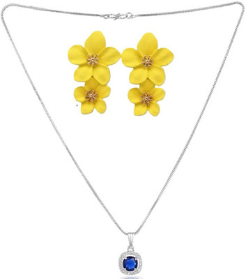 SKG Fashions Stone Blue, Yellow Jewellery Set(Pack of 1)