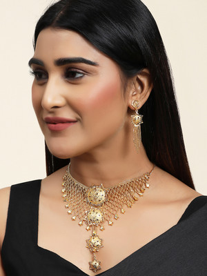 Anika's Creation Brass Gold-plated Gold Jewellery Set(Pack of 1)