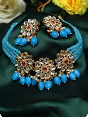 ARADHEMA Alloy Gold-plated Blue Jewellery Set(Pack of 1)
