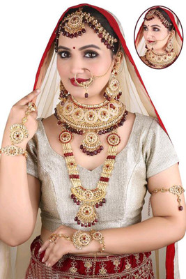 Orbis Alloy Gold-plated Maroon Jewellery Set(Pack of 1)