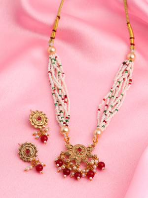 YELLOW CHIMES Metal Red Jewellery Set(Pack of 3)