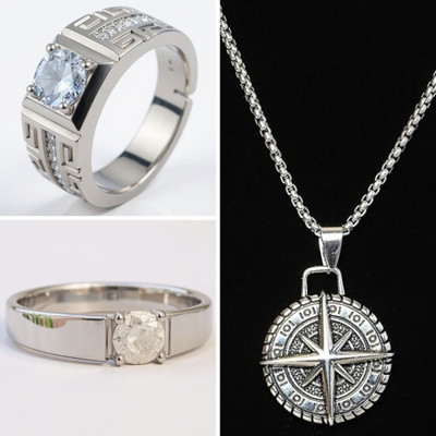KURMASHOP Stainless Steel Sterling Silver Silver, White Jewellery Set(Pack of 3)