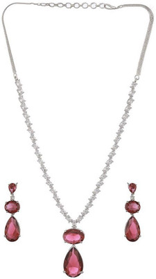 AKENTERPRISE Brass Silver Red Jewellery Set(Pack of 1)