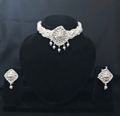 Krishna Creation Alloy Gold-plated White Jewellery Set(Pack of 1)
