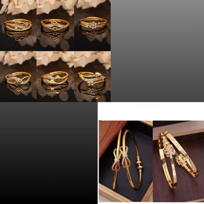 Alasca Brass Gold-plated Gold, Red, Green Jewellery Set(Pack of 8)