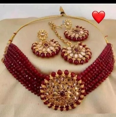 Mystory Alloy Maroon Jewellery Set(Pack of 1)