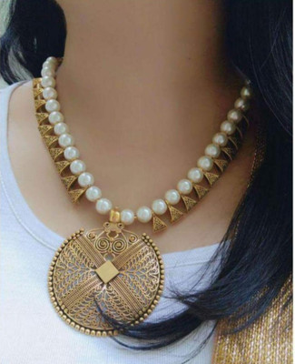 SatnamCreation Alloy Gold-plated White Jewellery Set(Pack of 1)