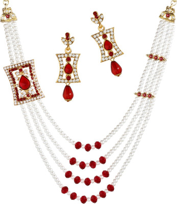Styylo Jewels Alloy Gold-plated Gold, Maroon, White, Multicolor Jewellery Set(Pack of 1)