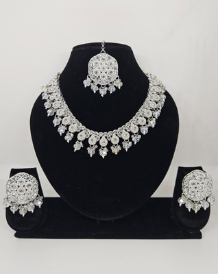Tishya Alloy Rhodium White Jewellery Set(Pack of 1)