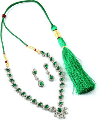 scykripa Brass Silver Silver, Green Jewellery Set(Pack of 1)