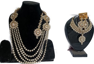 SHIV TRADITIONALS Brass Gold-plated White Jewellery Set(Pack of 1)